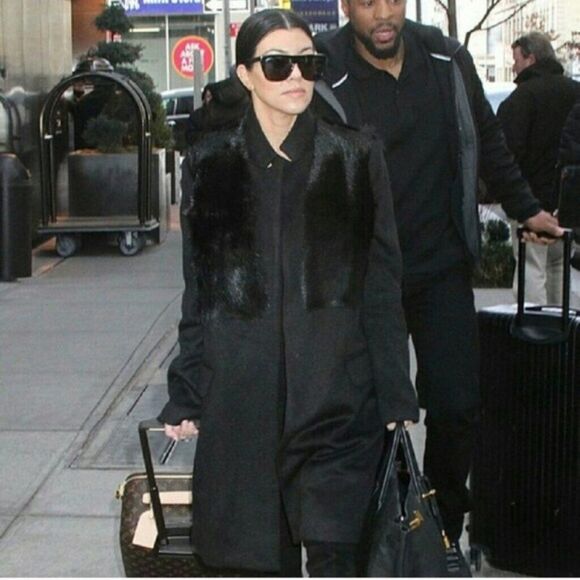 Vince Black Wool Rabbit Fur Paneled Coat XS Academia Classic Kardashian worned - Picture 2 of 13